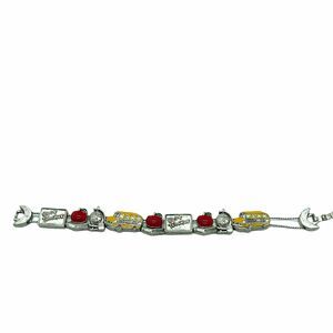 Vtg Teacher Enamel Fold Over Clasp Slide Bracelet